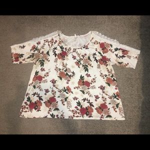 Maurices White Floral Cold Shoulder Top Size 3